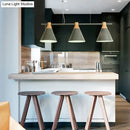 GobekUsa Nordic Metal Hanging Chandelier - Triple Light Cone Shade in Green/Grey/Yellow - Perfect for Kitchen Island Lighting