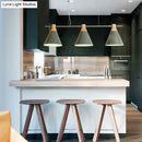 GobekUsa Nordic Metal Hanging Chandelier - Triple Light Cone Shade in Green/Grey/Yellow - Perfect for Kitchen Island Lighting