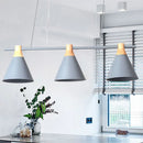 GobekUsa Nordic Metal Hanging Chandelier - Triple Light Cone Shade in Green/Grey/Yellow - Perfect for Kitchen Island Lighting