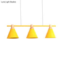 GobekUsa Nordic Metal Hanging Chandelier - Triple Light Cone Shade in Green/Grey/Yellow - Perfect for Kitchen Island Lighting
