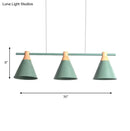 GobekUsa Nordic Metal Hanging Chandelier - Triple Light Cone Shade in Green/Grey/Yellow - Perfect for Kitchen Island Lighting