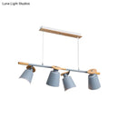 GobekUsa Nordic Metal Linear Chandelier - 4 Head Island Lighting in Green/Grey/White for Restaurants
