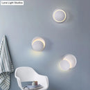GobekUsa Nordic Metal Moon Wall Light - Moveable Flush Mount Sconce in Black/White/Pink with LED White/Yellow Light