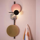 GobekUsa Nordic Metal Moon Wall Light - Moveable Flush Mount Sconce in Black/White/Pink with LED White/Yellow Light