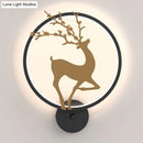 GobekUsa Nordic Metallic LED Wall Light with Elk Mural Design for Bedroom, Black Ring