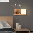 GobekUsa Nordic Milk Glass Cube Wall Sconce with Wood Shelf, Pull Chain - 1-Bulb Wall Light