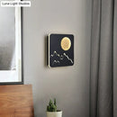 GobekUsa Nordic Minimalist LED Flush Mount Wall Light Sconce - Mini Round/Square Design in Black/White/Grey with Full Moon-Mountain Pattern