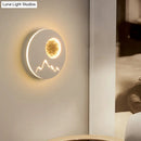 GobekUsa Nordic Minimalist LED Flush Mount Wall Light Sconce - Mini Round/Square Design in Black/White/Grey with Full Moon-Mountain Pattern