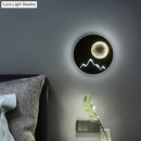 GobekUsa Nordic Minimalist LED Flush Mount Wall Light Sconce - Mini Round/Square Design in Black/White/Grey with Full Moon-Mountain Pattern