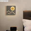 GobekUsa Nordic Minimalist LED Flush Mount Wall Light Sconce - Mini Round/Square Design in Black/White/Grey with Full Moon-Mountain Pattern
