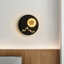GobekUsa Nordic Minimalist LED Flush Mount Wall Light Sconce - Mini Round/Square Design in Black/White/Grey with Full Moon-Mountain Pattern