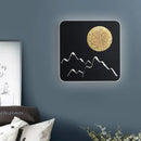 GobekUsa Nordic Minimalist LED Flush Mount Wall Light Sconce - Mini Round/Square Design in Black/White/Grey with Full Moon-Mountain Pattern
