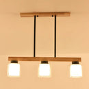 GobekUsa Nordic Modern Wood Island Pendant with Glass Lampshade Hanging Lamp