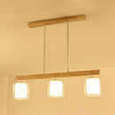 GobekUsa Nordic Modern Wood Island Pendant with Glass Lampshade Hanging Lamp