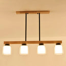 GobekUsa Nordic Modern Wood Island Pendant with Glass Lampshade Hanging Lamp