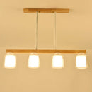 GobekUsa Nordic Modern Wood Island Pendant with Glass Lampshade Hanging Lamp