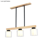 GobekUsa Nordic Modern Wood Island Pendant with Glass Lampshade Hanging Lamp