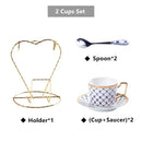 GobekUsa 3-Piece Bone China Coffee Set 200ml Nordic Gold Porcelain Tea Cup