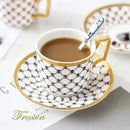 GobekUsa 3-Piece Bone China Coffee Set 200ml Nordic Gold Porcelain Tea Cup
