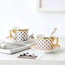 GobekUsa 3-Piece Bone China Coffee Set 200ml Nordic Gold Porcelain Tea Cup