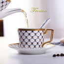 GobekUsa 3-Piece Bone China Coffee Set 200ml Nordic Gold Porcelain Tea Cup