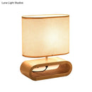 GobekUsa Nordic Oblong Wood Nightstand Lamp - 1-Light Bedside Table Light with Fabric Shade