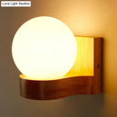 GobekUsa Opal Glass 1-Light Nordic Wall Sconce - Ball Shape, Wood Fixture