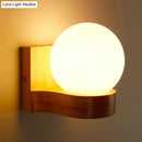 GobekUsa Opal Glass 1-Light Nordic Wall Sconce - Ball Shape, Wood Fixture