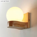GobekUsa Opal Glass 1-Light Nordic Wall Sconce - Ball Shape, Wood Fixture