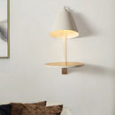 GobekUsa Nordic Style 1-Light Metal Wall Sconce with Wooden Supporter - White/Gray Tapered Shade