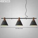GobekUsa Nordic Style Adjustable Hanging Pendant Light with 3 Conical Metal Shades in Wood
