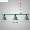GobekUsa Nordic Style Adjustable Hanging Pendant Light with 3 Conical Metal Shades in Wood