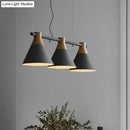 GobekUsa Nordic Style Adjustable Hanging Pendant Light with 3 Conical Metal Shades in Wood