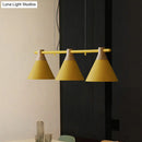 GobekUsa Nordic Style Adjustable Hanging Pendant Light with 3 Conical Metal Shades in Wood