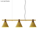 GobekUsa Nordic Style Adjustable Hanging Pendant Light with 3 Conical Metal Shades in Wood