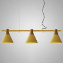 GobekUsa Nordic Style Adjustable Hanging Pendant Light with 3 Conical Metal Shades in Wood