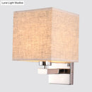 GobekUsa Nordic Style Beige Cube Wall Light - 1 Head Fabric Wall Mounted Fixture for Bedroom