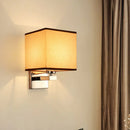 GobekUsa Nordic Style Beige Cube Wall Light - 1 Head Fabric Wall Mounted Fixture for Bedroom