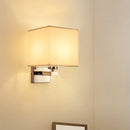 GobekUsa Nordic Style Beige Cube Wall Light - 1 Head Fabric Wall Mounted Fixture for Bedroom
