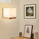 GobekUsa Nordic Style Cube Shaped Sconce Lighting with White Glass Shade - 1-Light Bedside Wall Fixture