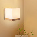 GobekUsa Nordic Style Cube Shaped Sconce Lighting with White Glass Shade - 1-Light Bedside Wall Fixture
