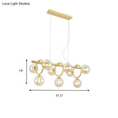 GobekUsa Nordic Style Gold Pendant Light with Clear/Cognac Glass - Bubble Island Lighting, 9 Lights