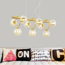 GobekUsa Nordic Style Gold Pendant Light with Clear/Cognac Glass - Bubble Island Lighting, 9 Lights