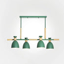 GobekUsa Nordic Style Island Pendant with 4 Metal Lights and Wood Detail