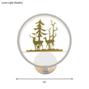 GobekUsa Nordic Style LED Acrylic Wall Light with Elk and Tree Design for Bedroom Décor