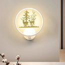 GobekUsa Nordic Style LED Acrylic Wall Light with Elk and Tree Design for Bedroom Décor