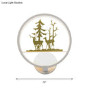 GobekUsa Nordic Style LED Acrylic Wall Light with Elk and Tree Design for Bedroom Décor
