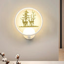 GobekUsa Nordic Style LED Acrylic Wall Light with Elk and Tree Design for Bedroom Décor