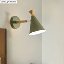 GobekUsa Nordic Style Metal Cone Shade Wall Light: 1-Light Rotatable Bedside Reading Lamp in Blue, Green, Grey, or White