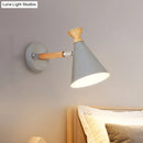 GobekUsa Nordic Style Metal Cone Shade Wall Light: 1-Light Rotatable Bedside Reading Lamp in Blue, Green, Grey, or White